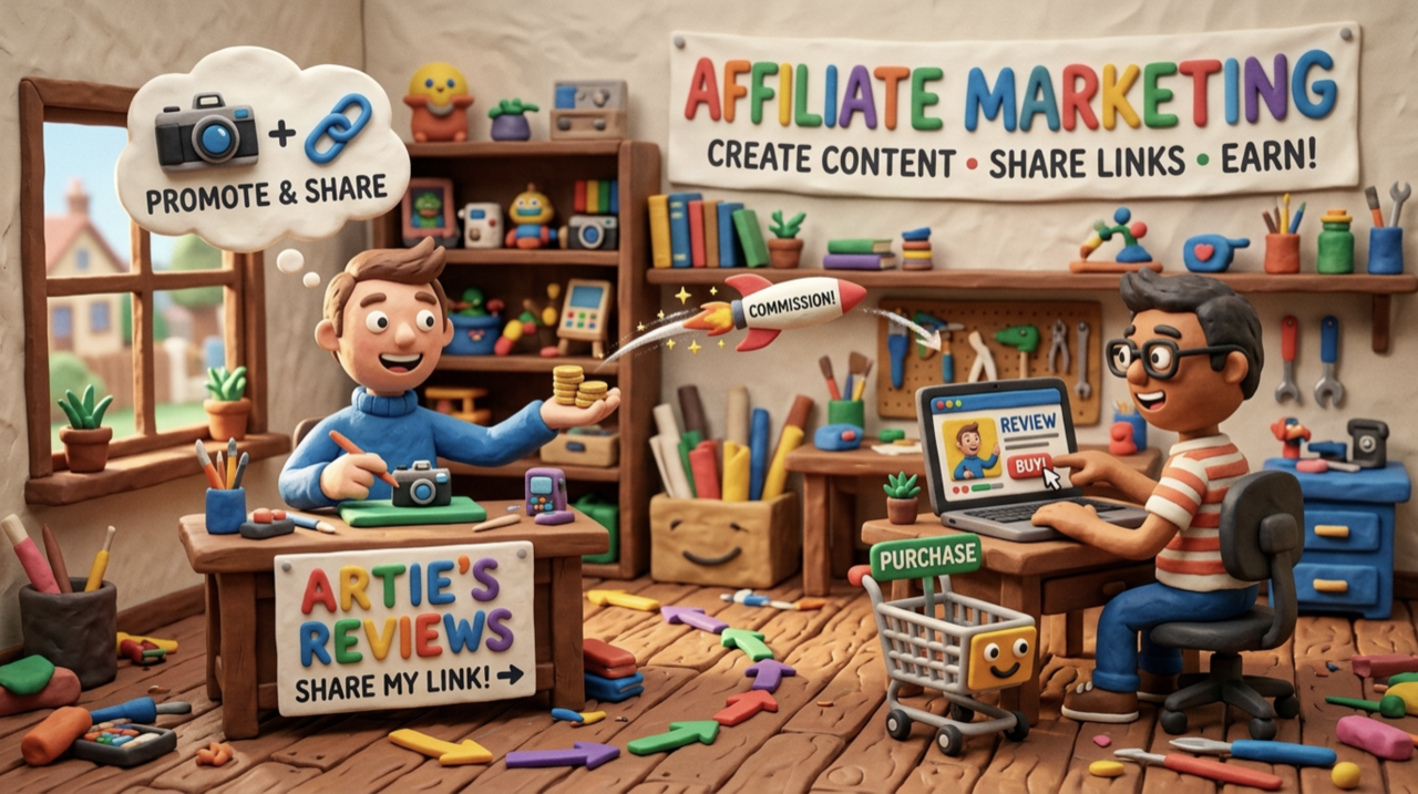 Animasi affiliate marketing untuk promosi dan review produk