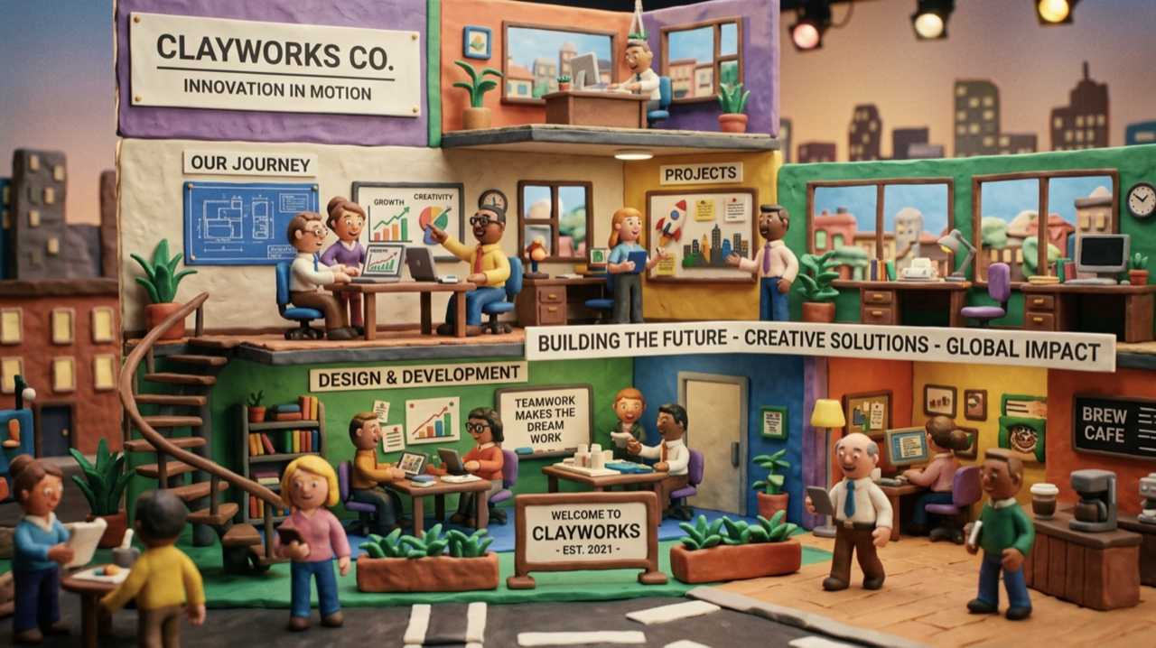 Animasi company profile untuk menampilkan tim dan proses kerja profesional